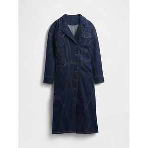 GapStudio Seamed Denim Midi Shirt Dress Size 12 Dark Indigo Blue Long Sleeve